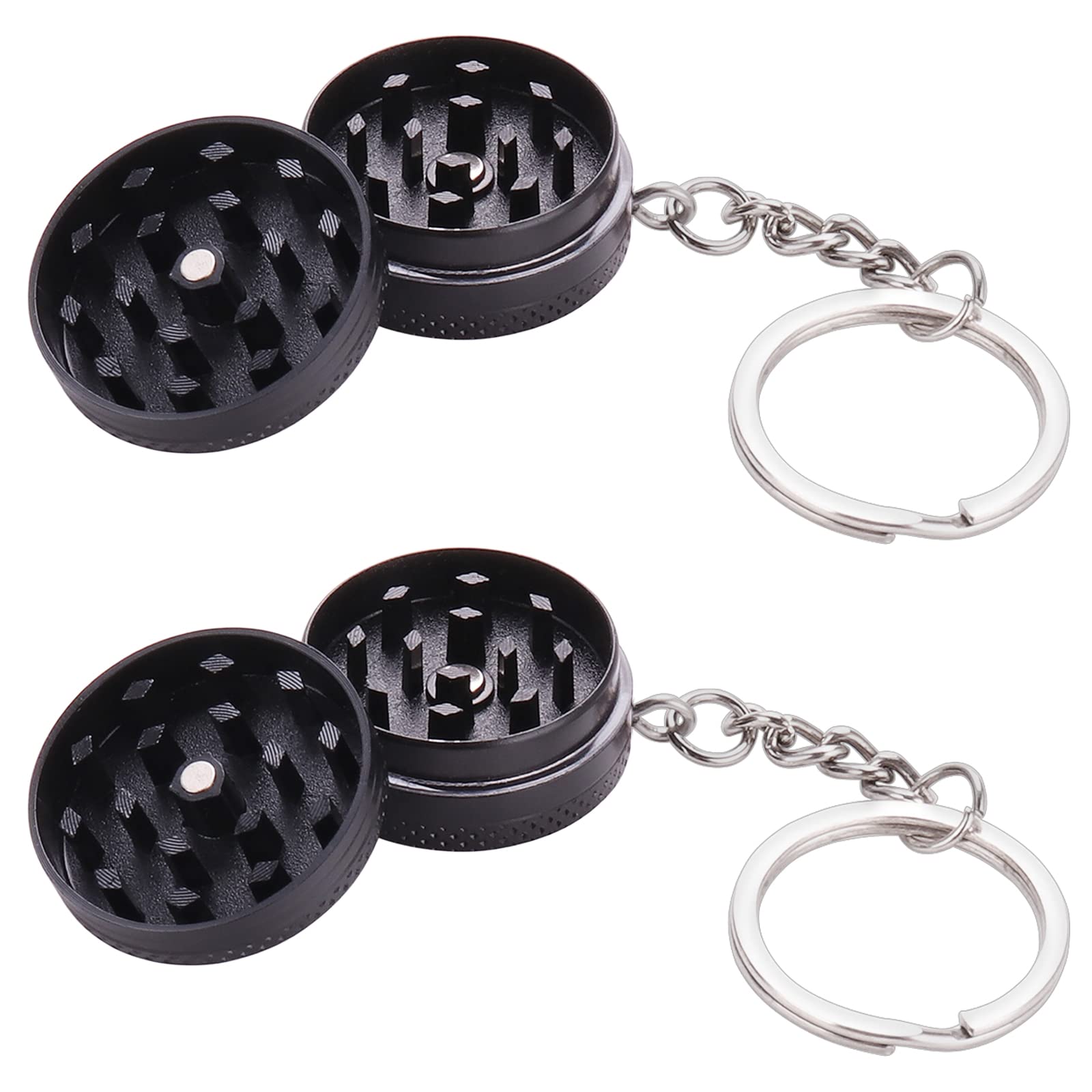 Premium Kinstecks 2-Piece Mini Aluminum Herb Grinder - Spice Mill for Fresh Herbs, Spices & Seasonings - Perfect for Cooking, Baking & Gourmet Food Preparation - Compact & Durable Black Design