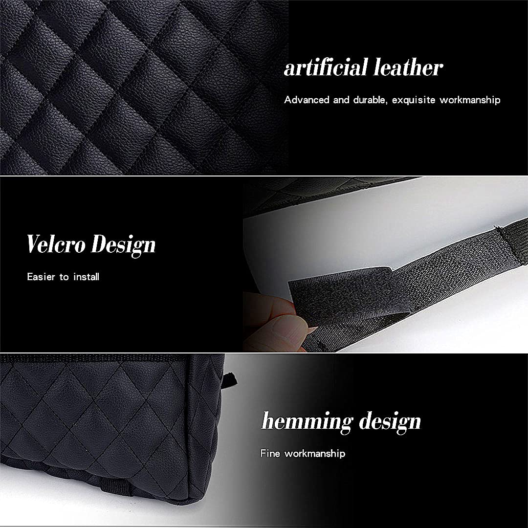 Premium Car Handbag & Wallet Holder - Leather Back Seat Storage Organizer with Child/Pet Barrier - Perfect for Handbags, Purses & Accessories Between Seats (Black) - Ideal for Road Trips, Family Travel & Daily Commute