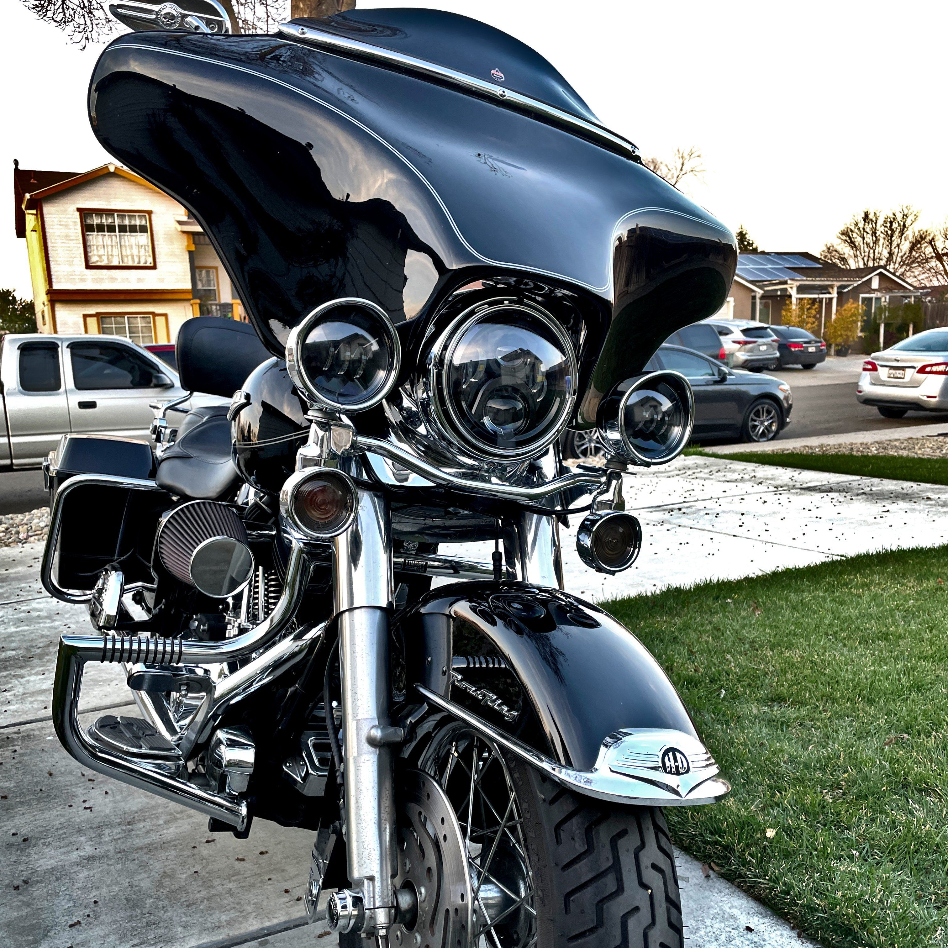 7 LED Headlight & 4.5 LED Passing Light Kit for Harley & Indian Motorcycles - Generation II Black | High Visibility Night Riding & Off-Road Adventure Lighting