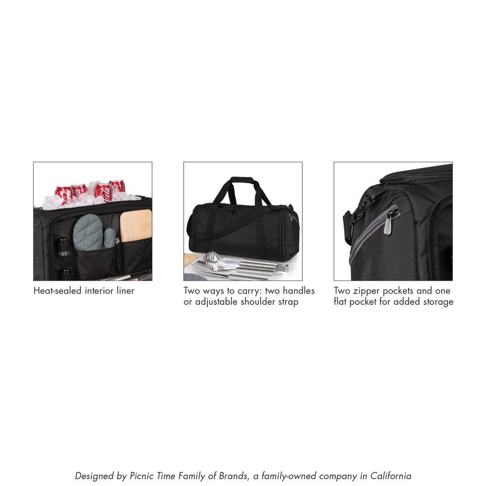 PICNIC TIME NCAA BBQ Kit Cooler Tote with Grill Tools & Accessories - Portable Outdoor Cooking Set for Tailgating, Camping & Backyard Parties