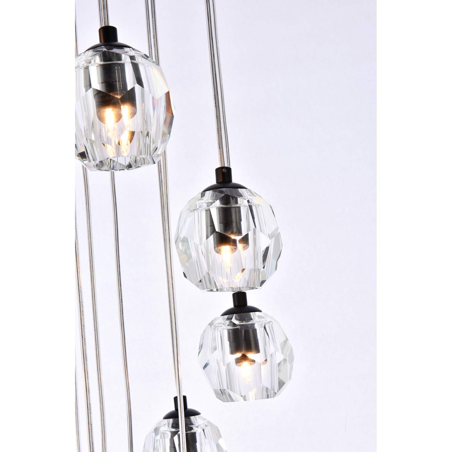 24-Light Black Modern Chandelier - Eren Stylish Hanging Pendant Light Fixture for Dining Room, Living Room, Bedroom, Kitchen, and Foyer