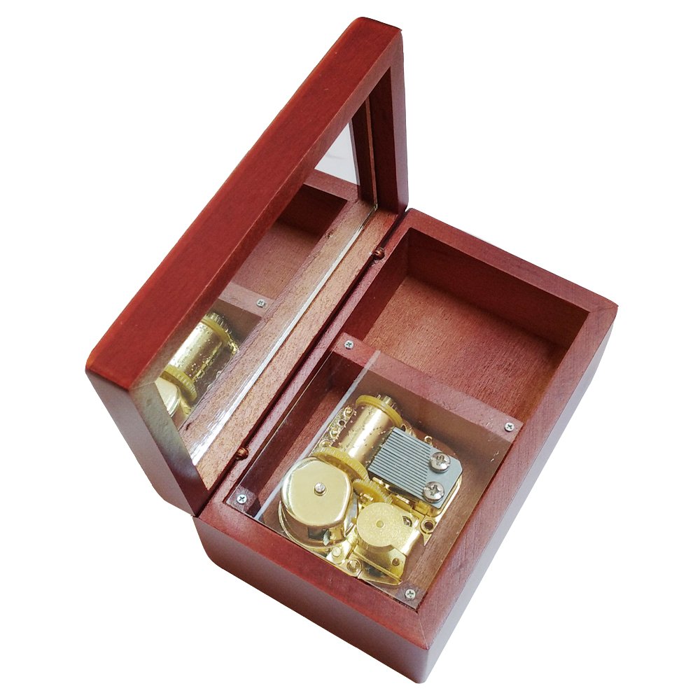18-Note Antique Wind-Up Wooden Musical Box with Gold-Plated Movement - Plays 'Let It Go' - Perfect for Christmas Gifts, Home Decor & Collectibles