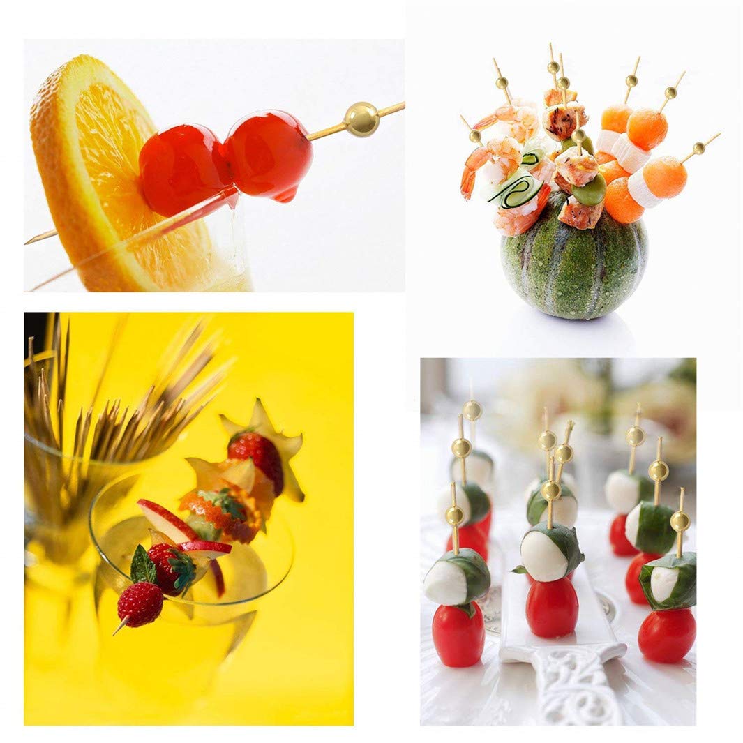 Natural Bamboo Skewers 12cm - Cocktail Sticks & Swizzle Picks for Fruit, Sandwiches, BBQ Snacks, Coffee & Drink Stirring - Perfect for Parties, Picnics & Home Entertaining