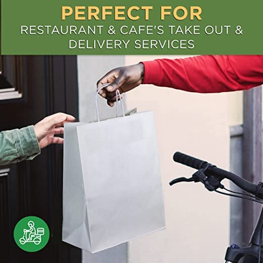 Premium White Paper Gift Bags - Eco-Friendly & Recyclable Return Gift Bags (12x16x5 Inches, Pack of 25) - Perfect for Weddings, Baby Showers, Birthday Parties & Retail Shopping