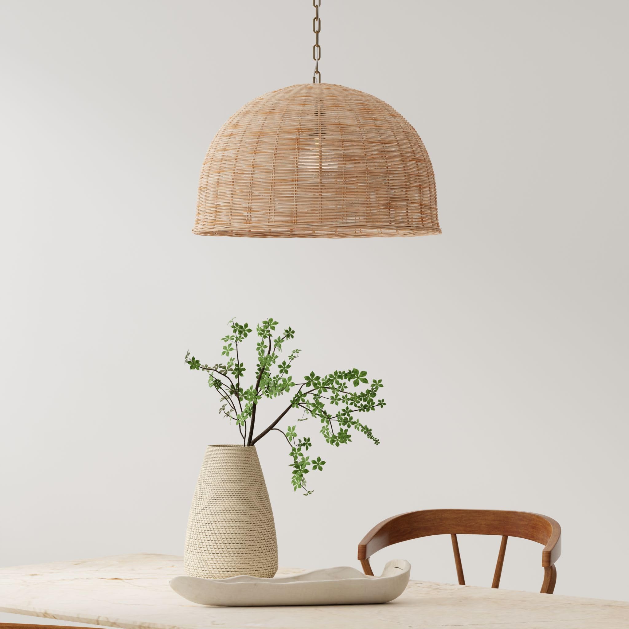 KOUBOO 1050104 Brown Dome Hanging Ceiling Lamp - Modern Pendant Light Fixture for Living Room, Bedroom, Dining Room & Office Decor