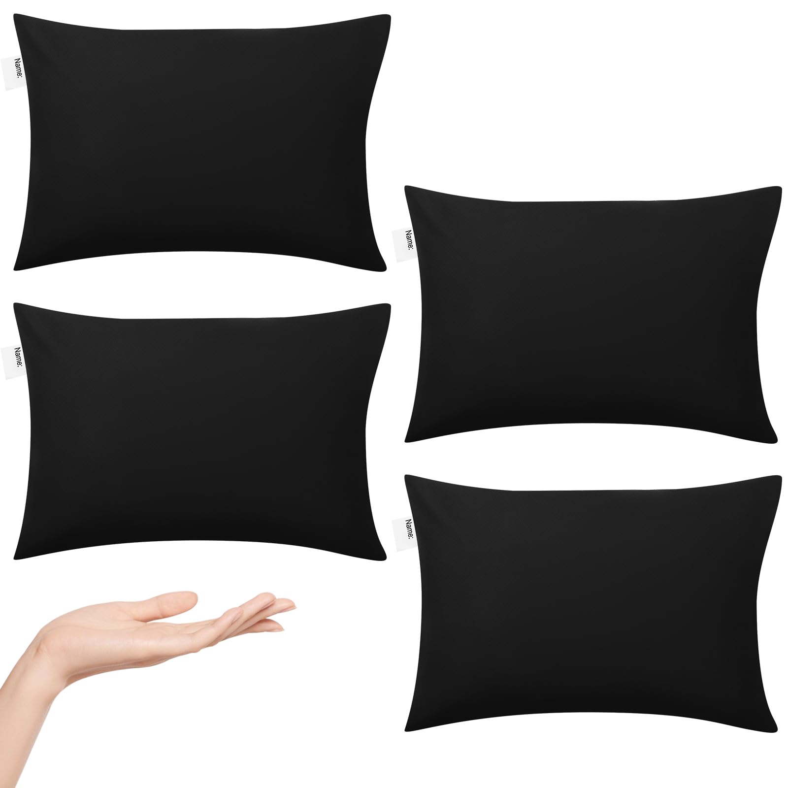 **Wenqik 4 Pack Small Baby Pillows for Toddlers – Soft Mini Travel Pillow for Sleeping, Machine Washable, Black – Perfect for Nursery, Travel & Crib**