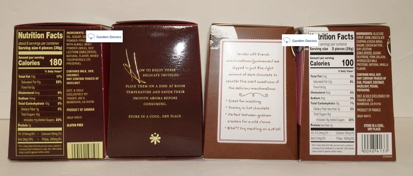 Trader Joe's Cocoa Truffles & Dark Chocolate Covered Marshmallows - 4 Pack Box Set | Gourmet Chocolate Gift for Holidays, Parties & Dessert Lovers
