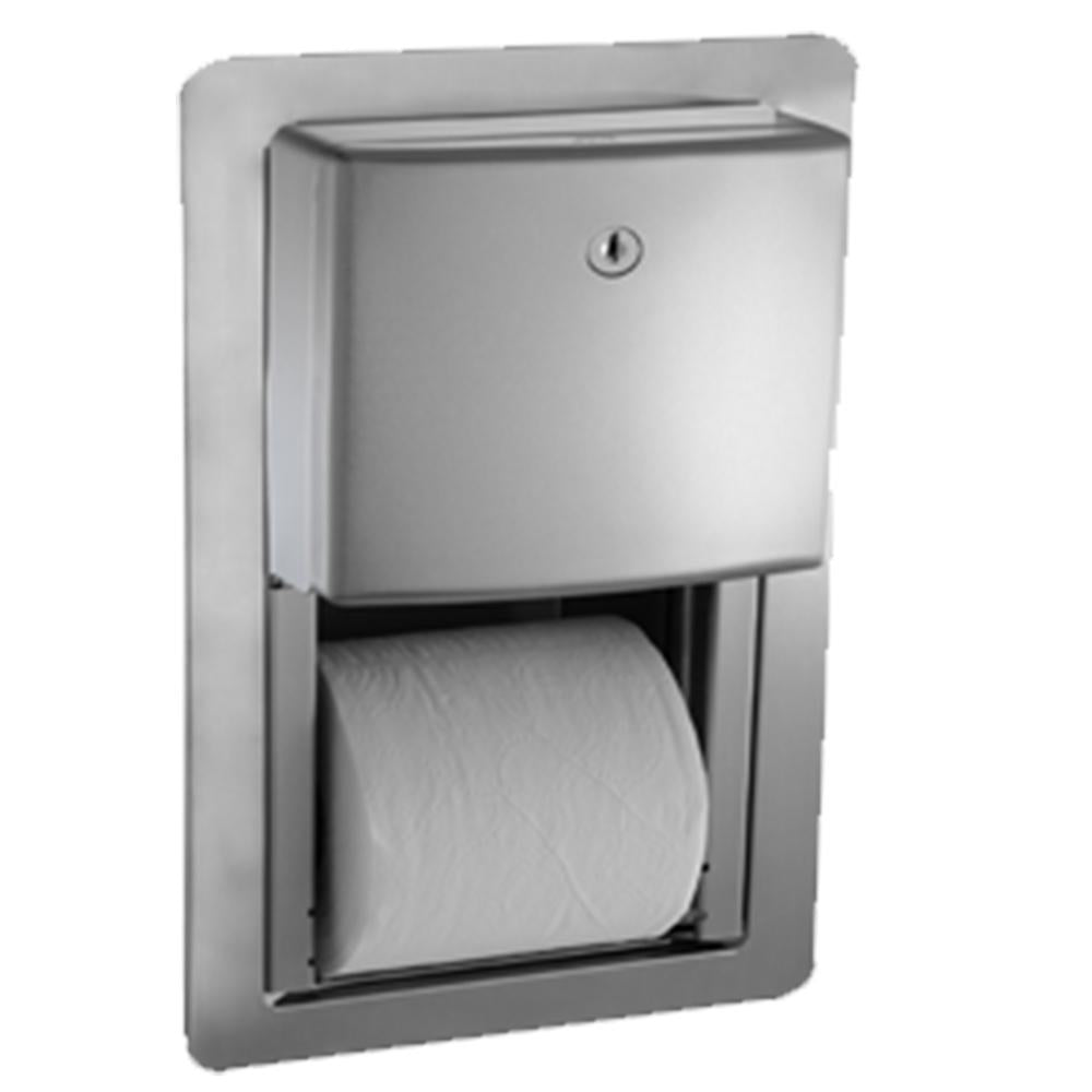 ASI 20031 Roval Twin Hide-A-Roll Semi-Recessed Toilet Paper Dispenser in Satin Finish - Perfect for Bathroom, Restroom & Commercial Use