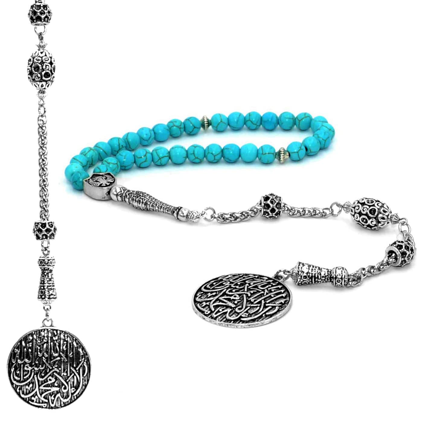 ALBATROSART Belief Series - 8mm 33 Beads Prayer Beads - Blue Synthetic Turquoise Stone Tasbih, Misbaha, Rosary for Meditation, Stress Relief & Spiritual Practice