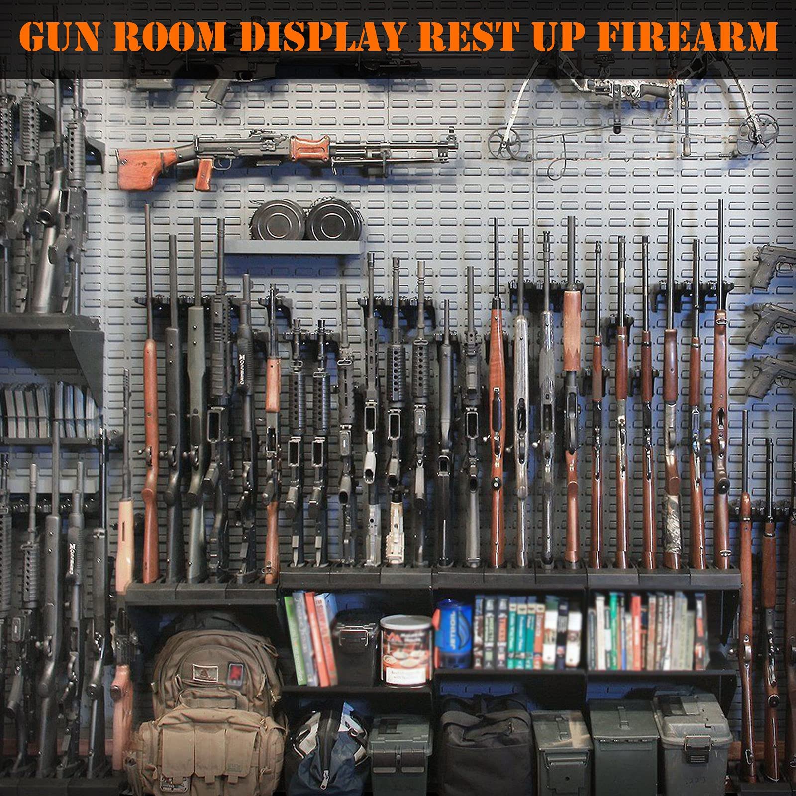 Heavy Duty Metal Gun Rack Wall Mount - Rifle Shotgun Hooks & Bow Hangers with Soft Padding - Secure Firearm Storage for Home, Hunting Cabin, or Shooting Range Display