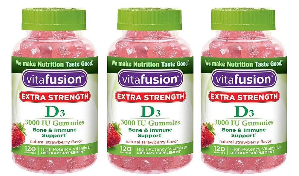 Extra Strength Vitamin D3 Gummies for Adults - 120 Count (3 Bottles) - Immune Support & Bone Health Supplement for Daily Wellness