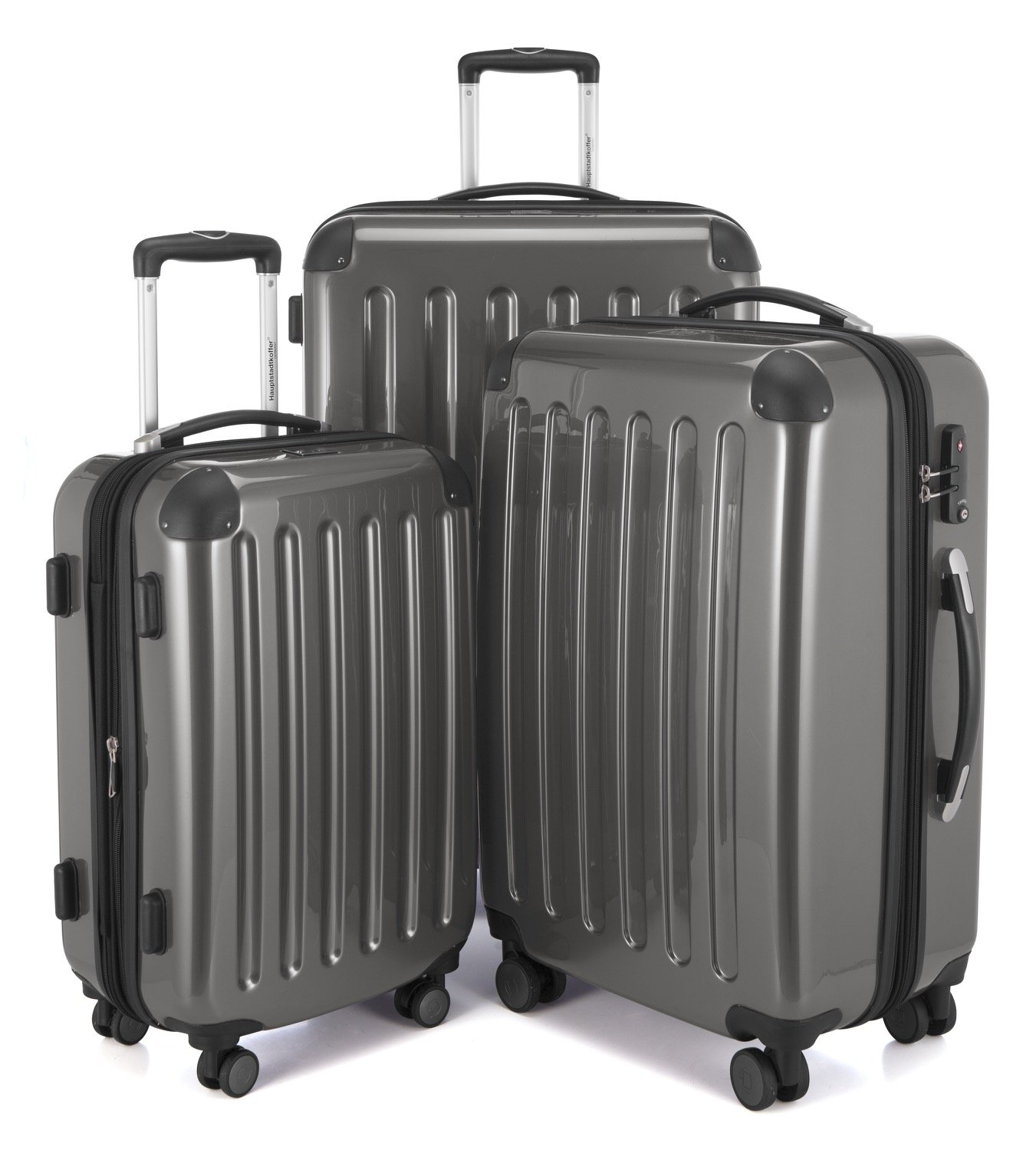 Alex 3-Piece Expandable Hard-Shell Luggage Set with TSA Lock (Small, Medium & Large) - Titanium - Perfect for Business Travel, Family Vacations & International Trips
