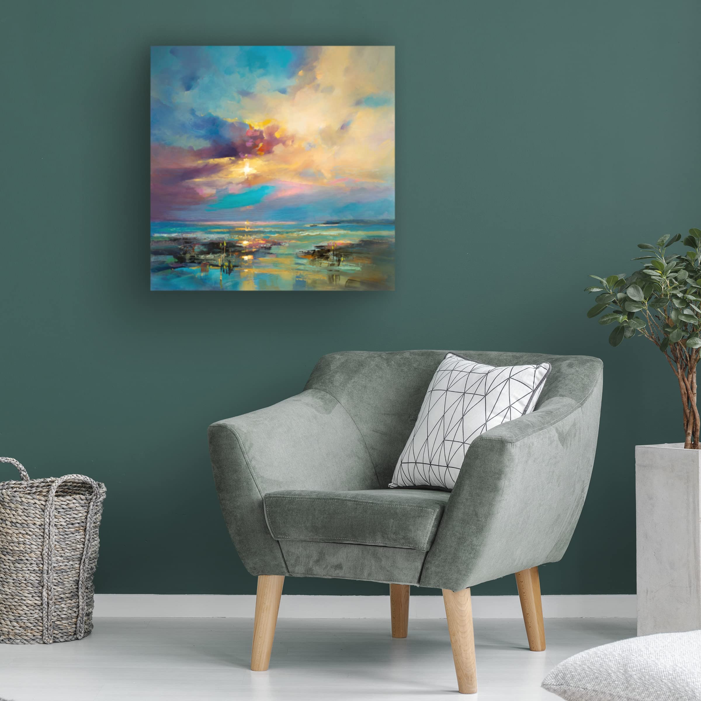 Trademark Fine Art 'Before Nightfall' Canvas Wall Art by Kasia Bruniany - Modern Landscape Painting for Living Room & Bedroom Decor