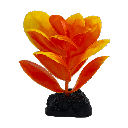 Premium Orange & Yellow Anubias Plastic Betta Fish Plants (3 Pack) - Artificial Aquarium Decor for Betta Tanks, Fish Bowls & Aquatic Habitats
