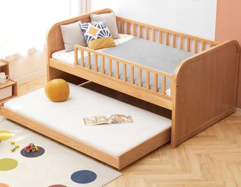 Solid Oak Wood Multi-Function Storage Bed with Wide Underbed Drawers - Perfect for Bedroom Organization & Small Space Living