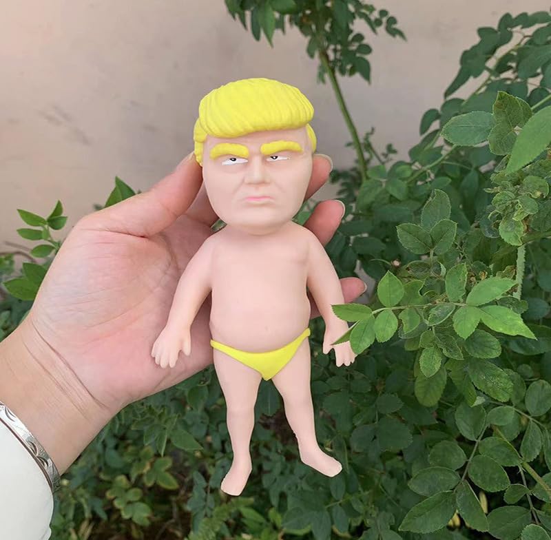 Donald Trump Stress Relief Toy - Squishy Sand-Filled Fidget Ball with Golden Necklace & Swim Trunks - Fun Decompression Sensory Toy for Adults & Kids - Perfect for Office, Travel, and Anxiety Relief (Random Color)