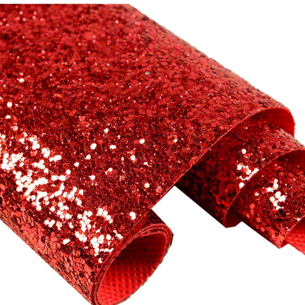 Self-Adhesive Red Chunky Glitter Wallpaper - Sparkly Peel and Stick Wallpaper for Bedroom, Living Room, Party Decor (17.4