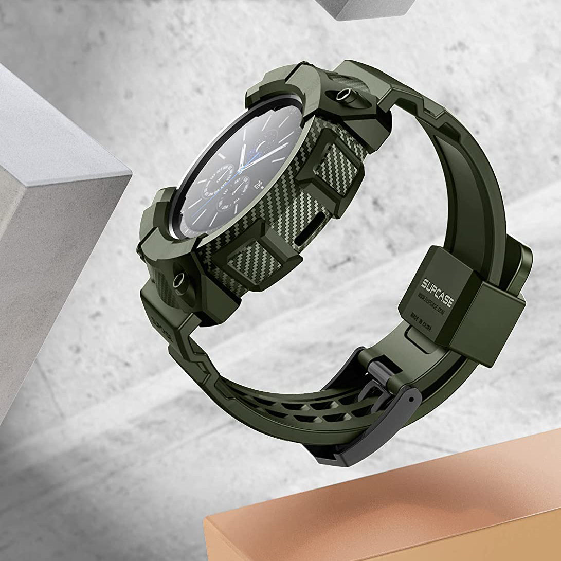 Samsung Galaxy Watch 3 45mm Case with Unicorn Beetle Pro Band - Dark Green Protective Cover for Running, Swimming & Outdoor Activities