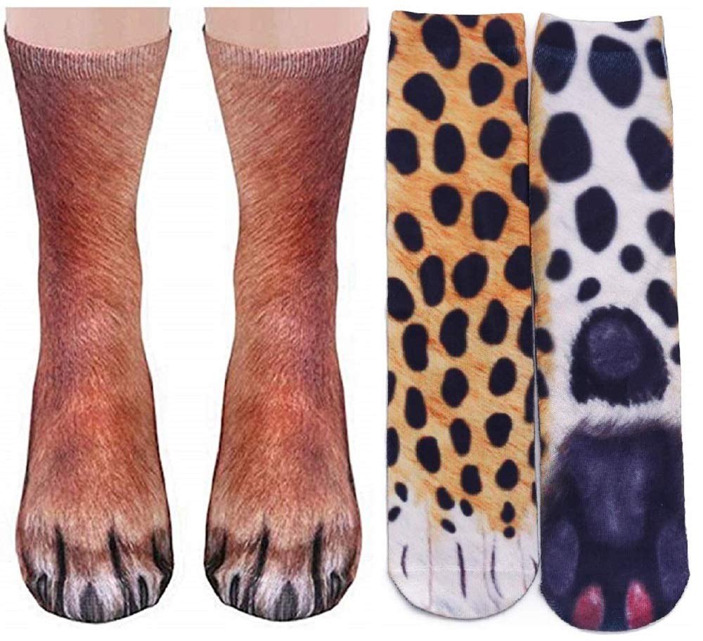 Funny 3D Animal Paw Socks - Cute Cat Tiger Dog Crew Socks for Men Women | Novelty Gifts for Pet Lovers, Christmas Stocking Stuffers | Perfect for Cosplay, Costume Parties & Lazy Days at Home