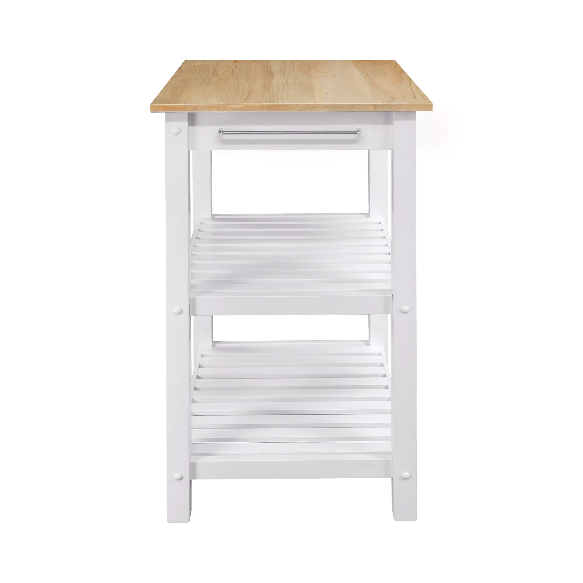 Casual Home Sunrise Small Kitchen Island with Solid Harvest Hardwood Top - 22.75 Inch Wide in Natural & White - Perfect for Small Kitchens, Breakfast Nooks, and Extra Counter Space