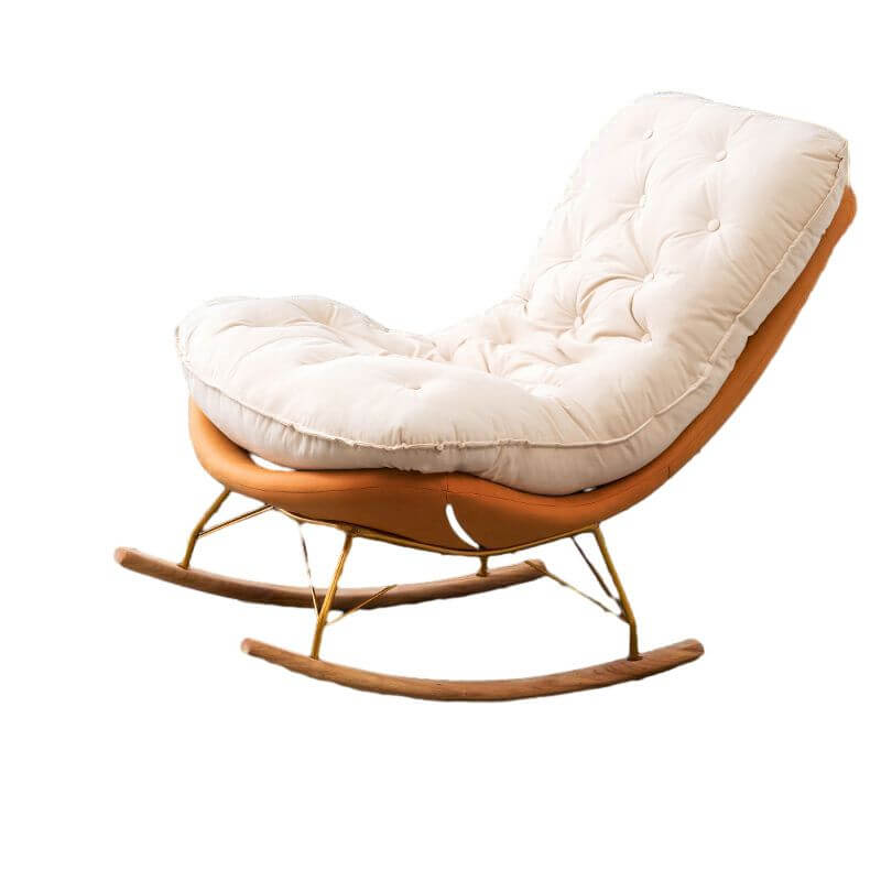 Modern Flannel Upholstered Rocking Chair with Removable Back Cushion - Comfortable Indoor Lounge Chair for Nursery, Living Room & Reading Nook