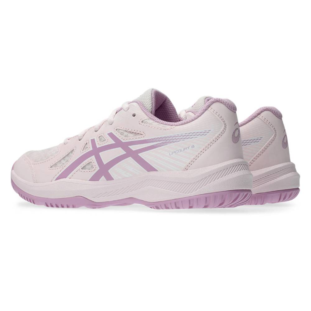 ASICS Upcourt 6 GS Junior Indoor Court Shoes for Girls - Pale Pink/Light Ube | Volleyball, Badminton & Indoor Sports Sneakers for Kids