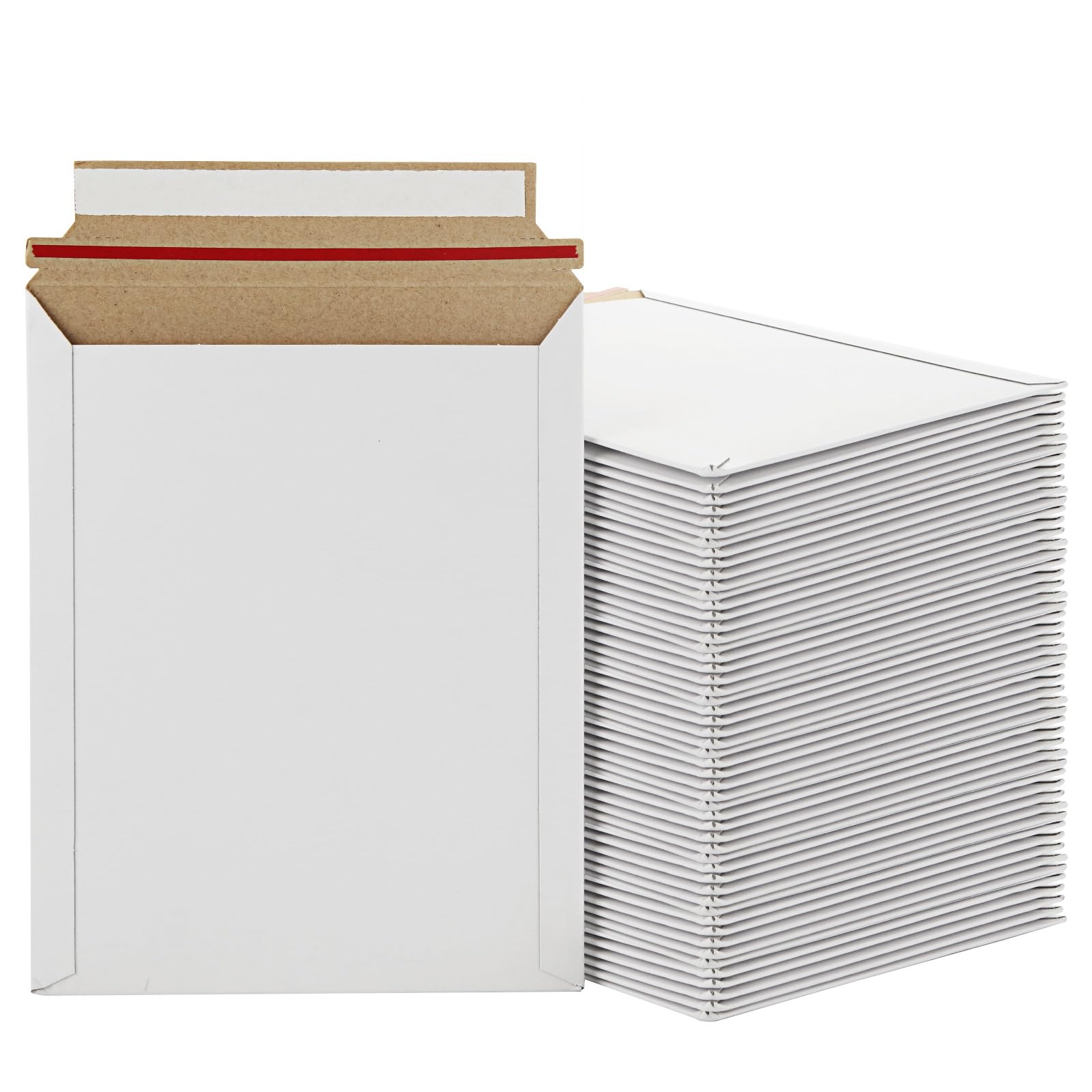 100 Pack 6x8 Inch Self Seal Cardboard Mailing Envelopes - 450 GSM Stay Flat Mailers for CDs, Photos, Documents | Durable White Shipping Envelopes for Mailing, Office Use & Small Business Packaging