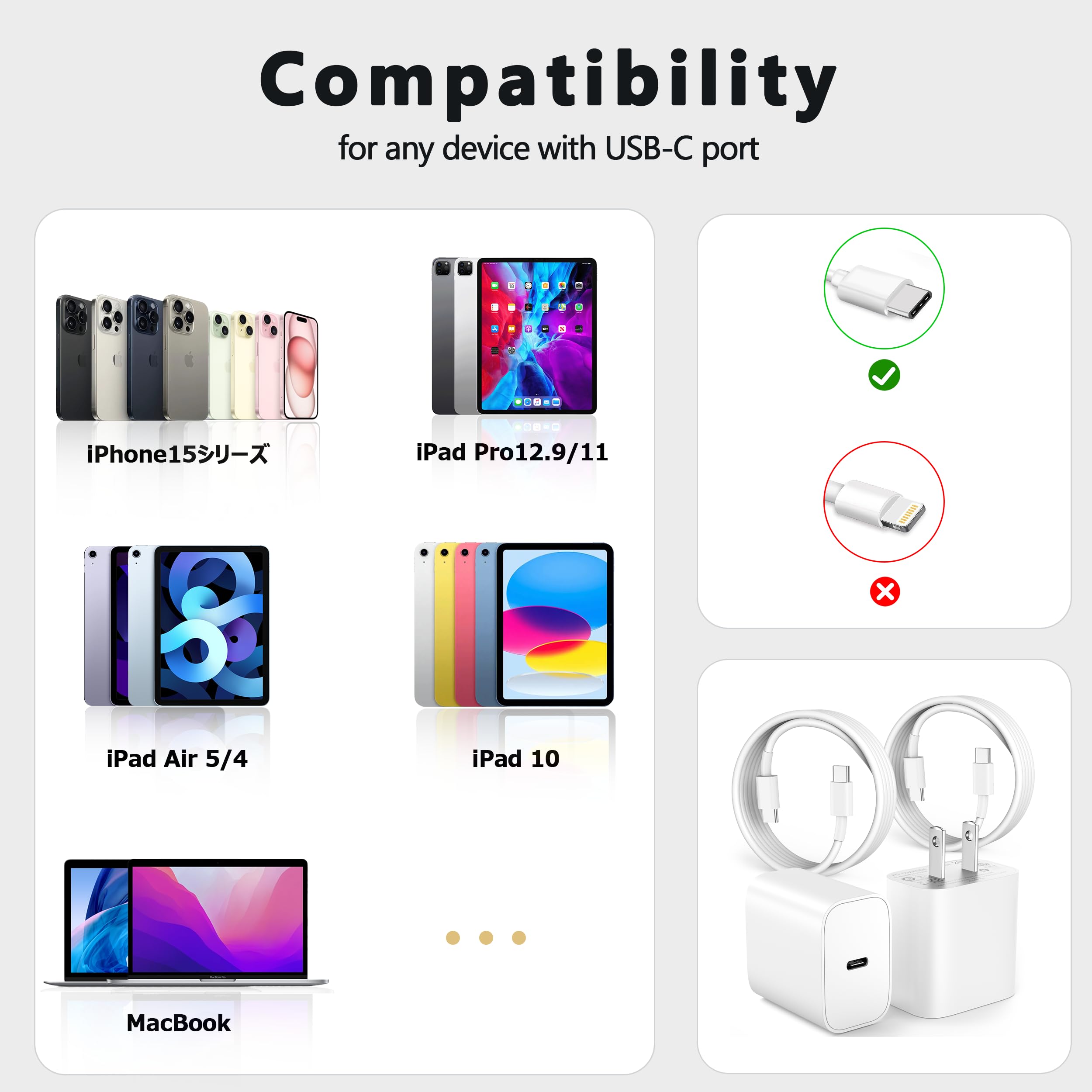 2-Pack 20W USB C Fast Charger Block with 10FT USB C Cable for iPhone 16/15 Pro Max Series, iPad Pro 12.9/11 inch, AirPods Pro & Pixel 8/7/6 - Quick Charging Wall Adapter for Home, Office & Travel