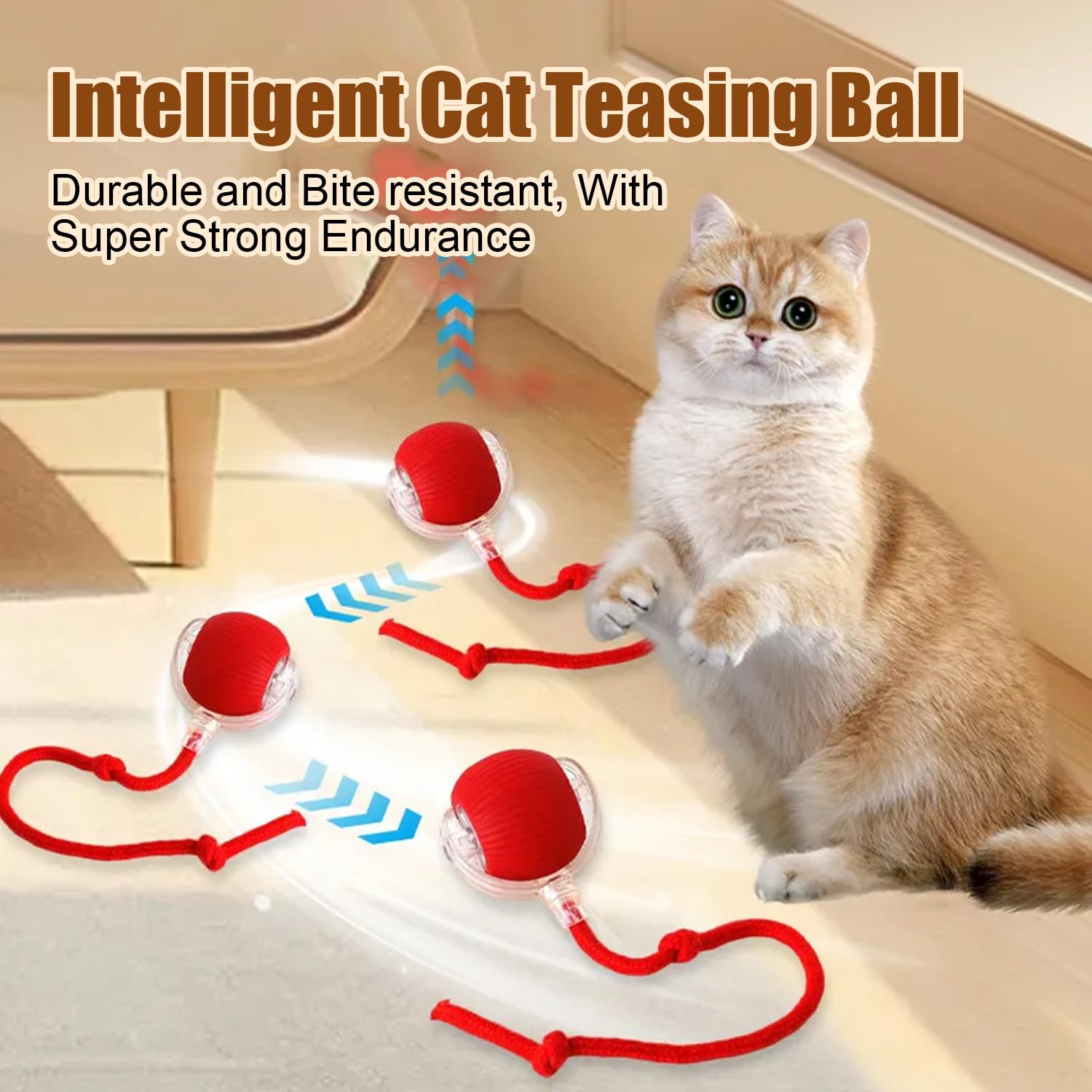 2PC Interactive Electric Dog & Cat Toys - 360° Automatic Smart Rolling Ball, Durable Rechargeable Pet Toy for Indoor Play (Red) - Perfect for Boredom Relief & Exercise