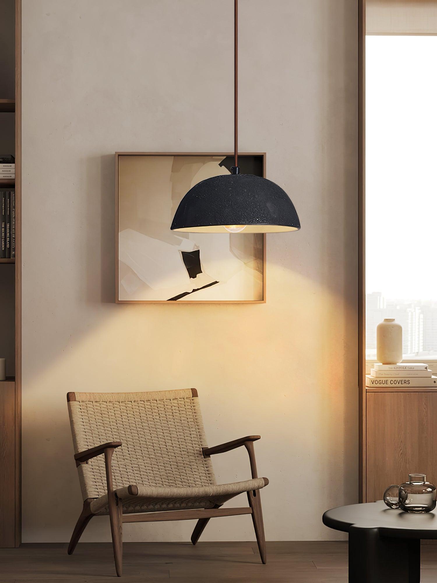 Black Arch Ceramic Pendant Lamp - Modern Handmade Hanging Light Fixture for Living Room, Bedroom, or Dining Area Decoration