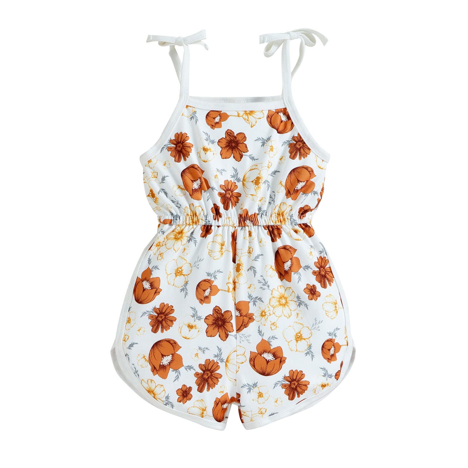 Baby Girl Floral Printed Sleeveless Jumpsuit Romper with Suspenders - Cute Summer Outfit for Playdates, Beach Trips & Photoshoots