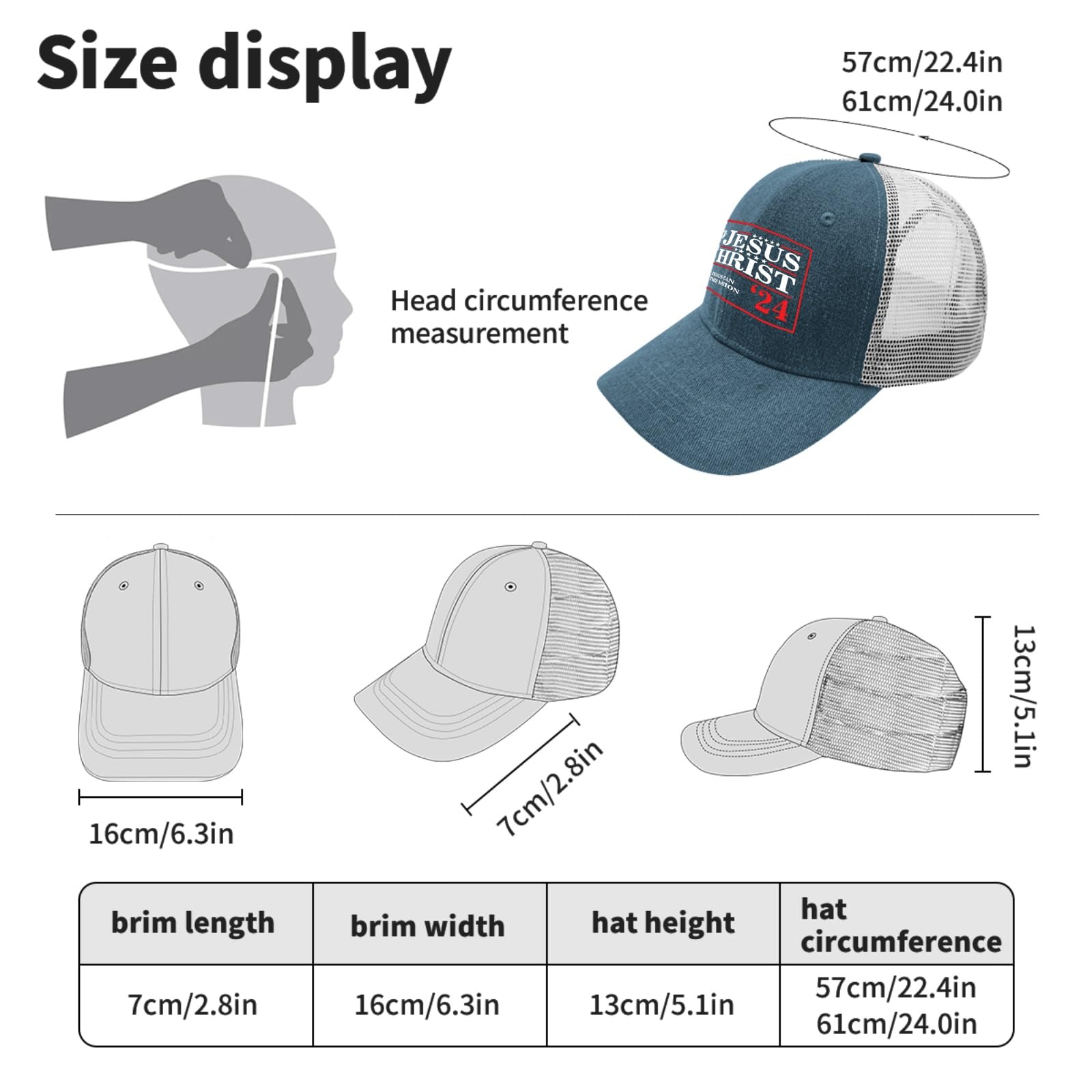 Jesus Christ 2024 Christian Hats - 'Only Jesus Can Save This Nation' Baseball Cap for Men & Women - All Black Fishing Hat for Church, Prayer, Evangelism & Outdoor Activities
