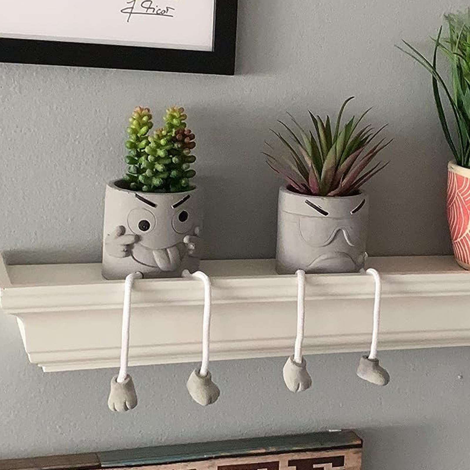 2PCS Artificial Succulent Plants - Mini Fake Plants for Home, Office & Bathroom Decor - Cute Faux Plants for Windowsill, Desk & Shelf Decor - Perfect for Indoor Greenery & Gift Giving