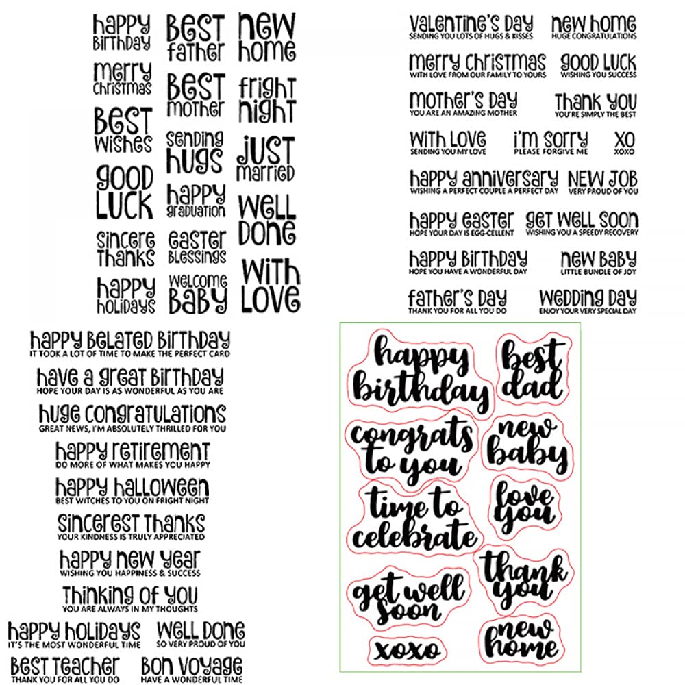 4-Piece Clear Silicone Stamp Set for Card Making - DIY Scrapbooking, Paper Crafting, Handmade Greeting Cards - Perfect for Wedding Invitations, Journals, Photo Albums & Arts & Crafts Decorations