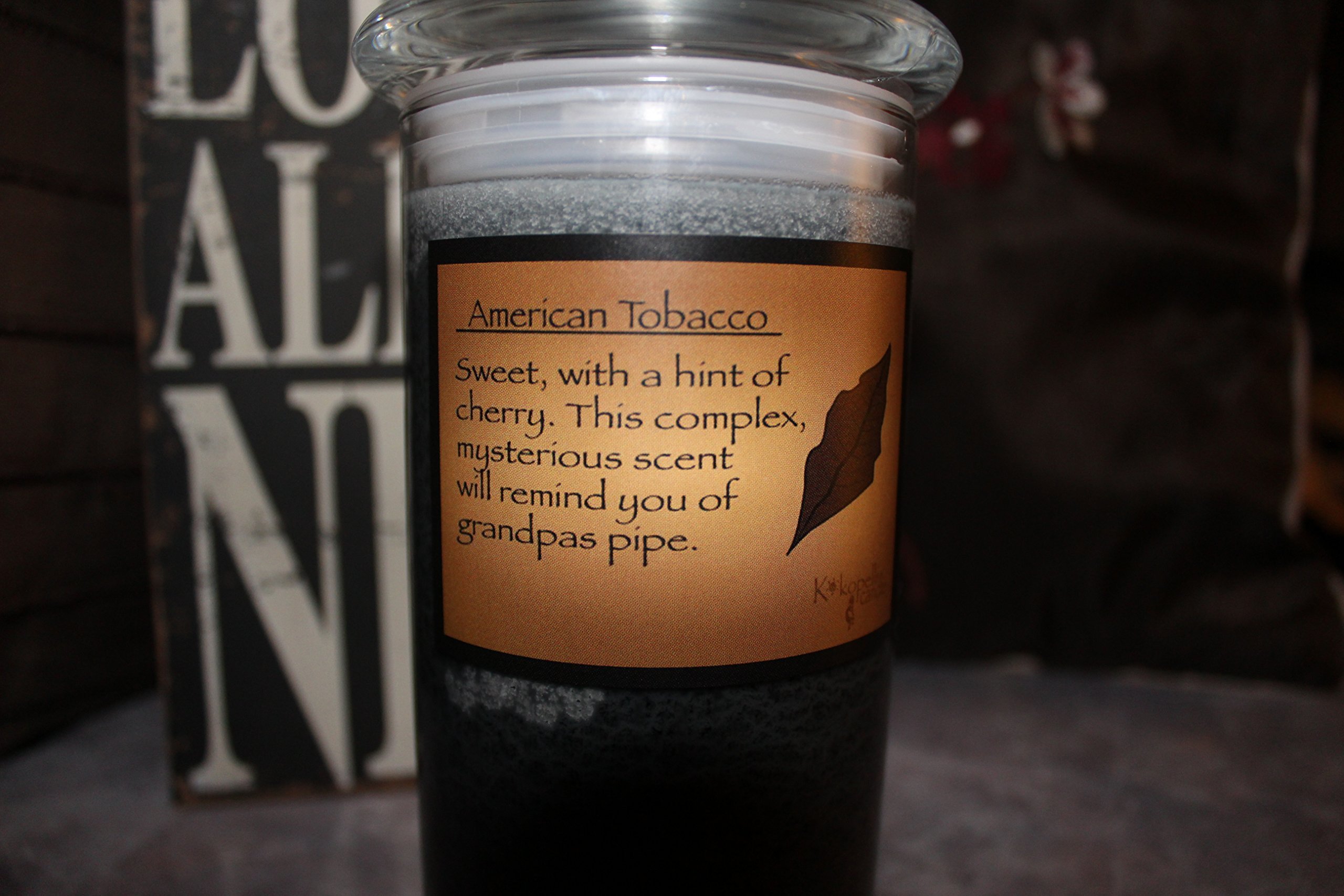 Premium Kokopelli Scented Soy Candle - American Tobacco Fragrance, Large Jar Candle for Home, Relaxation & Gifts - Perfect for Living Room, Bedroom & Spa Ambience