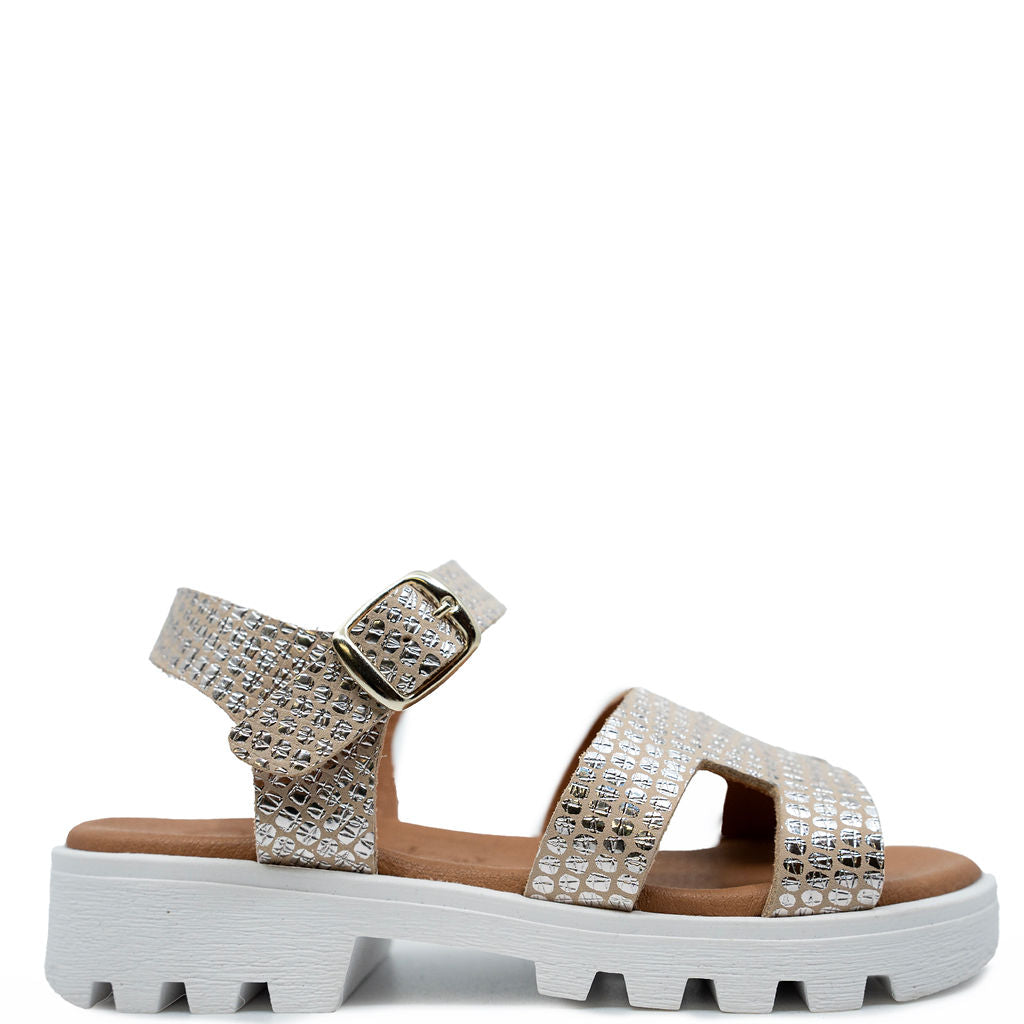Papanatas Champagne H Platform Sandals for Women - Comfortable High Heel Party Shoes for Weddings, Night Out & Special Occasions