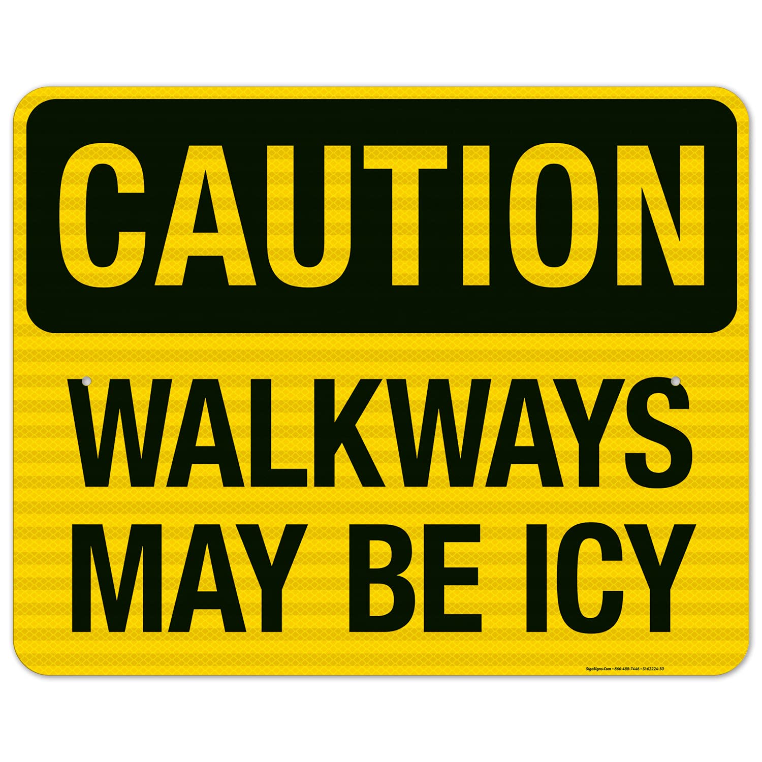 3M EGP Reflective Aluminum 'Walkways May Be Icy' Warning Sign - 24x30 Inches, .080 Thickness, Fade Resistant, Made in USA - Ideal for Parking Lots, Sidewalks & Winter Hazard Areas