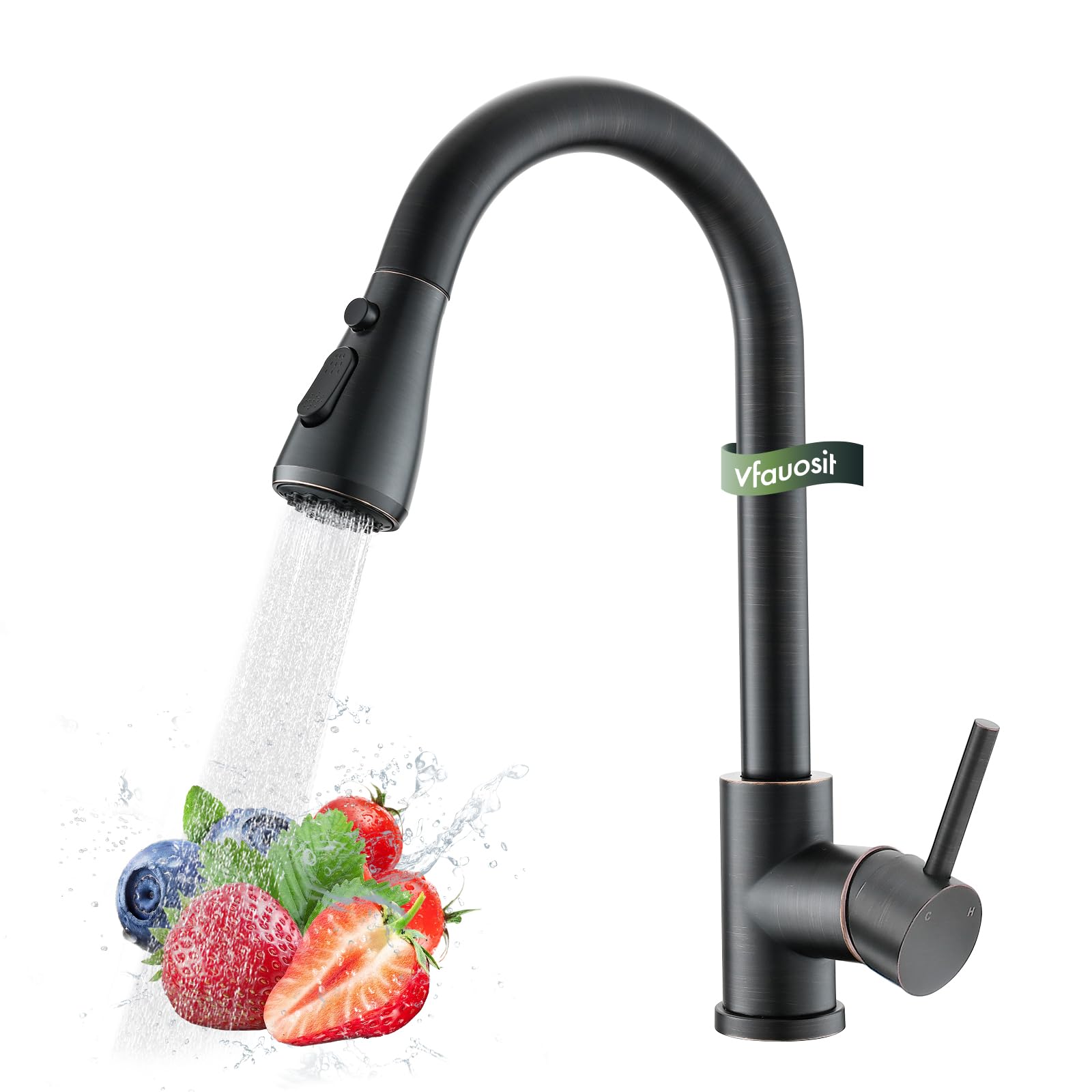 Oil Rubbed Bronze Kitchen Faucet with Pull Down Sprayer - Perfect for Farmhouse Sinks & RVs