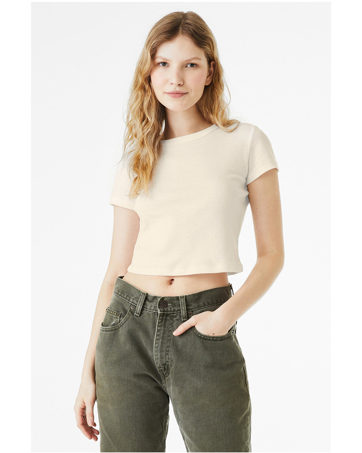 Bella + Canvas 1010BE Women's Micro Ribbed Baby Tee - Soft Stretch V-Neck T-Shirt for Casual Wear, Layering & Everyday Comfort