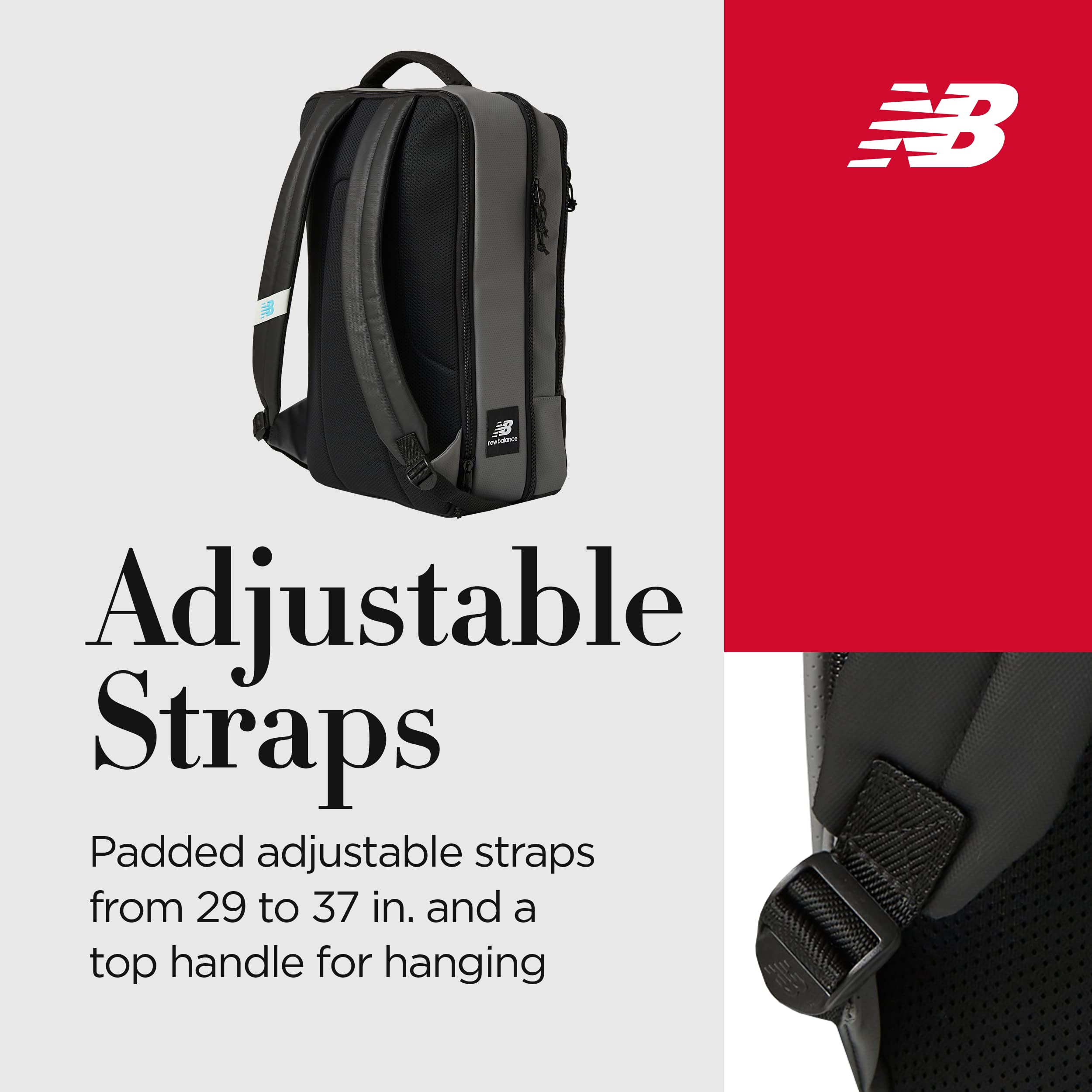 New Balance Grey One Size Backpack for School, Travel & Work - Lightweight & Durable Laptop Backpack with Multiple Pockets