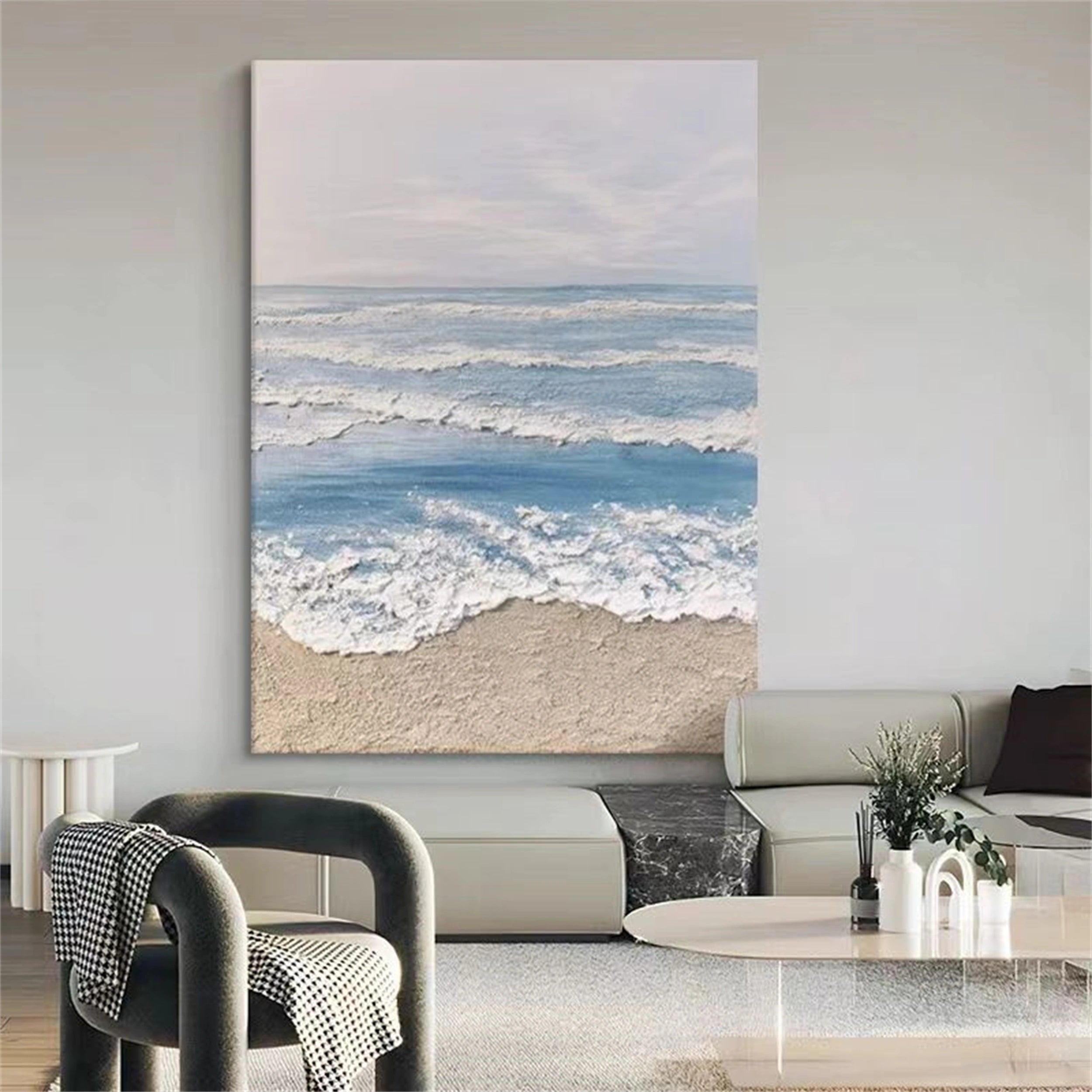 Ocean and Sky Painting #OS 052 - Stunning Seascape Wall Art for Home & Office Decor - Perfect for Living Room, Bedroom or Coastal Themed Spaces