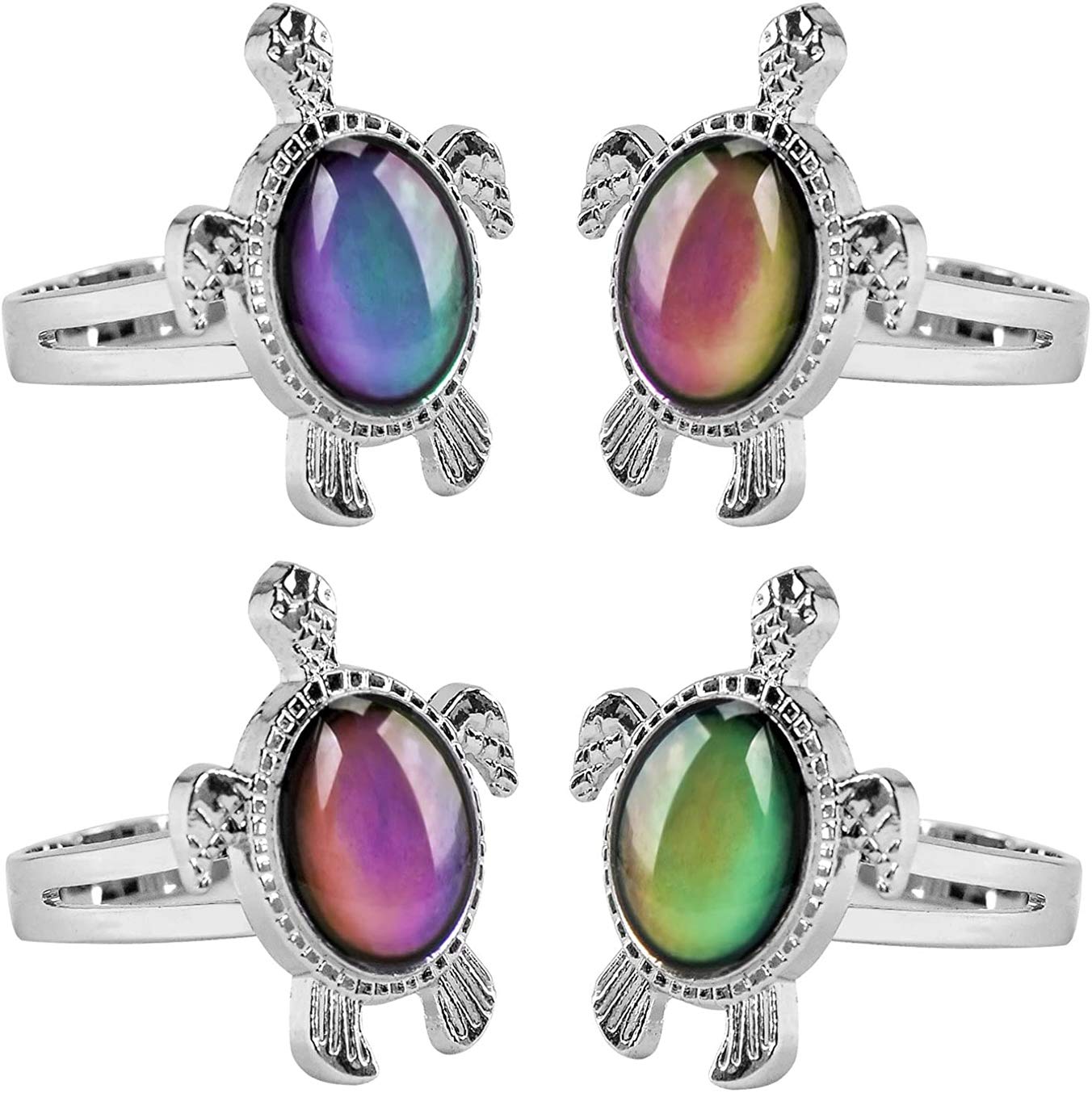 2 Pack Mood Rings for Women & Girls - Adjustable Color Changing Turtle & Butterfly Rings for Kids, Teens & Adults | Fun Fashion Jewelry for Parties, Gifts & Everyday Wear