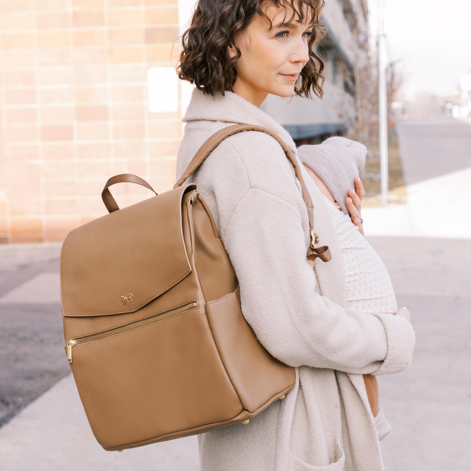 Freshly Picked Classic II Vegan Leather Diaper Backpack - Waterproof Wipeable Design with Detachable Changing Pad (Toffee V2) | Perfect for Baby Essentials, Travel & On-the-Go Parents