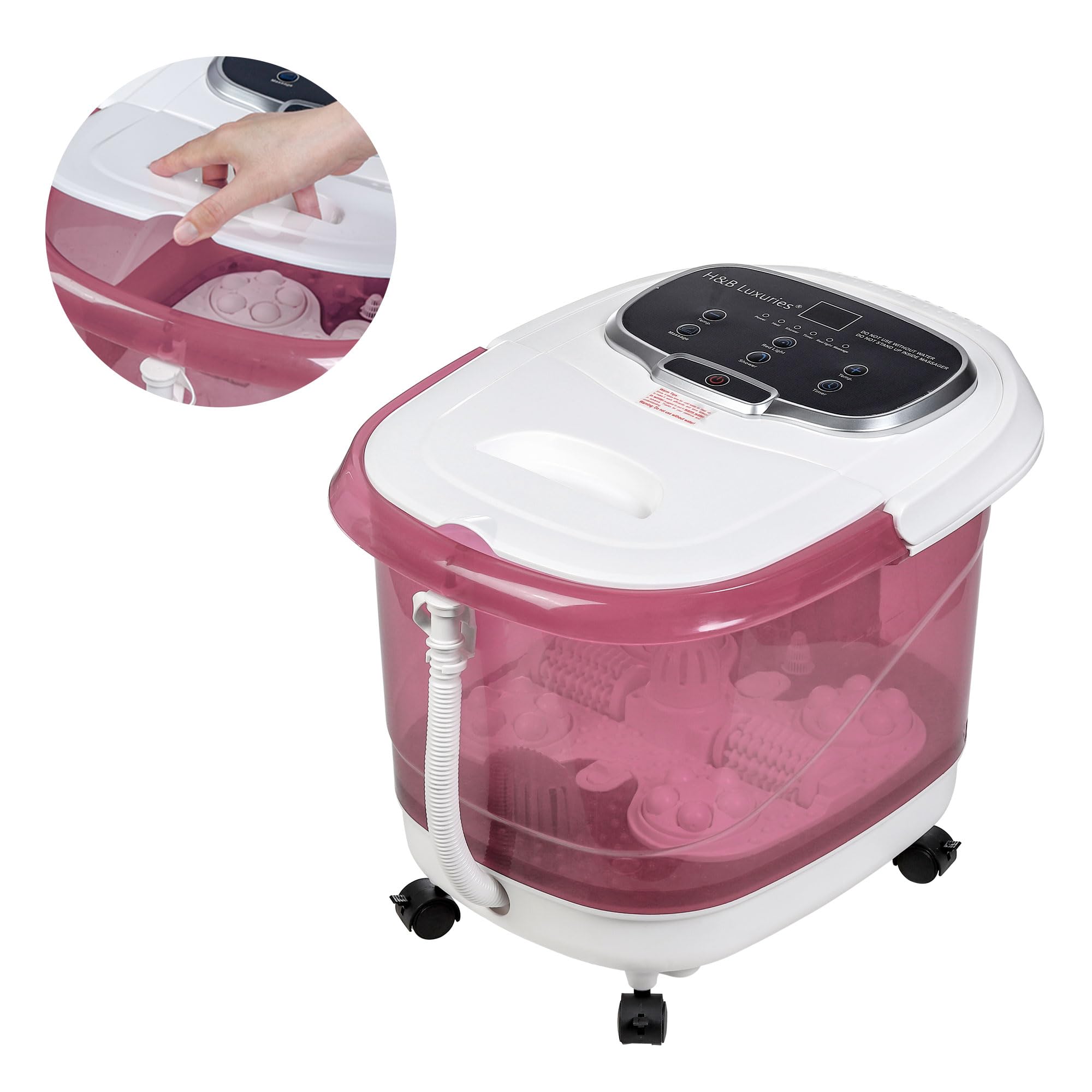 H&B Luxuries Electric Foot Spa Massager with Heat - Motorized Rollers, Adjustable Temperature & Timer, LED Display - Perfect for Relaxation & Stress Relief - Ideal Gift for Women, Men, Mothers, Fathers (Pink) - Use at Home for Self-Care, Post-Workout Recovery & Spa Nights