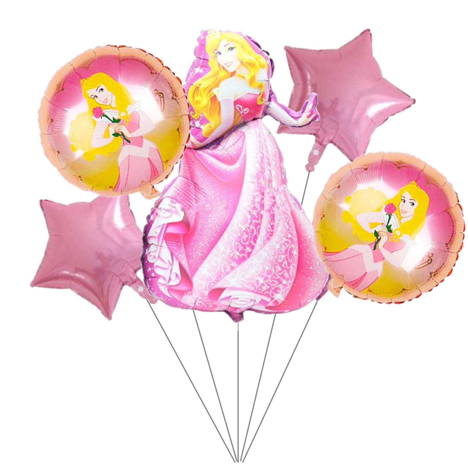 5PCS Disney Princess Sleeping Beauty Foil Balloons - Aurora Birthday Party Decorations for Kids, Baby Shower, Princess Theme Party Supplies | Perfect for Birthday Decor, Baby Gender Reveal, Disney Themed Celebrations
