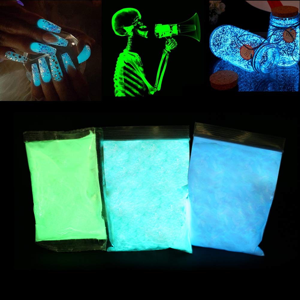 **Self-Luminous Fluorescent Powder - 100g Glow in the Dark Pigments, 3-Color Set for DIY Crafts, Nail Art & Nighttime Decor - Professional Phosphorescent Glow Powder**