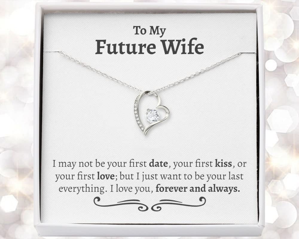 To My Future Wife Necklace - Romantic Engagement & Wedding Gift for Bride from Groom, Sterling Silver Sentimental Jewelry with Gift Message Card - Perfect for Proposals, Anniversaries & Valentine's Day