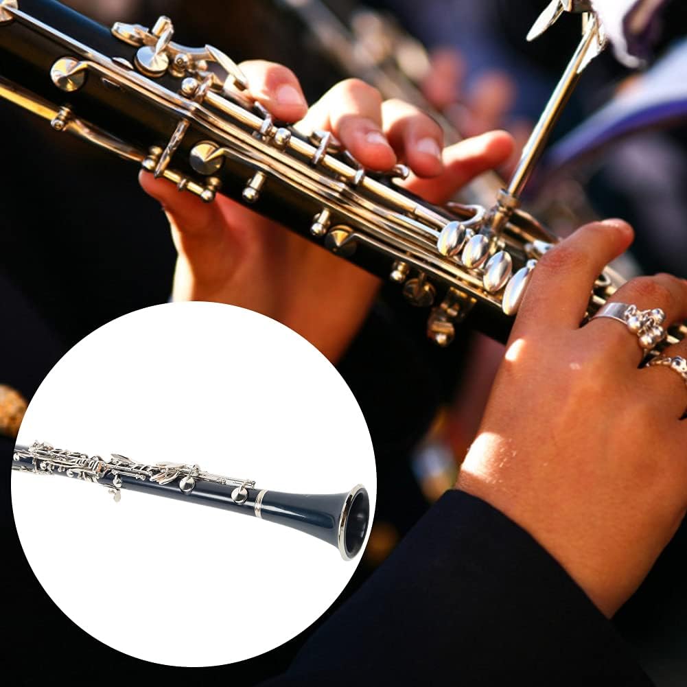 Professional Bb Clarinet 17 Keys with Reed, Hard Case & Accessories - Ebonite Beginner Clarinet for Students & Musicians | Perfect for School Bands, Practice & Performances