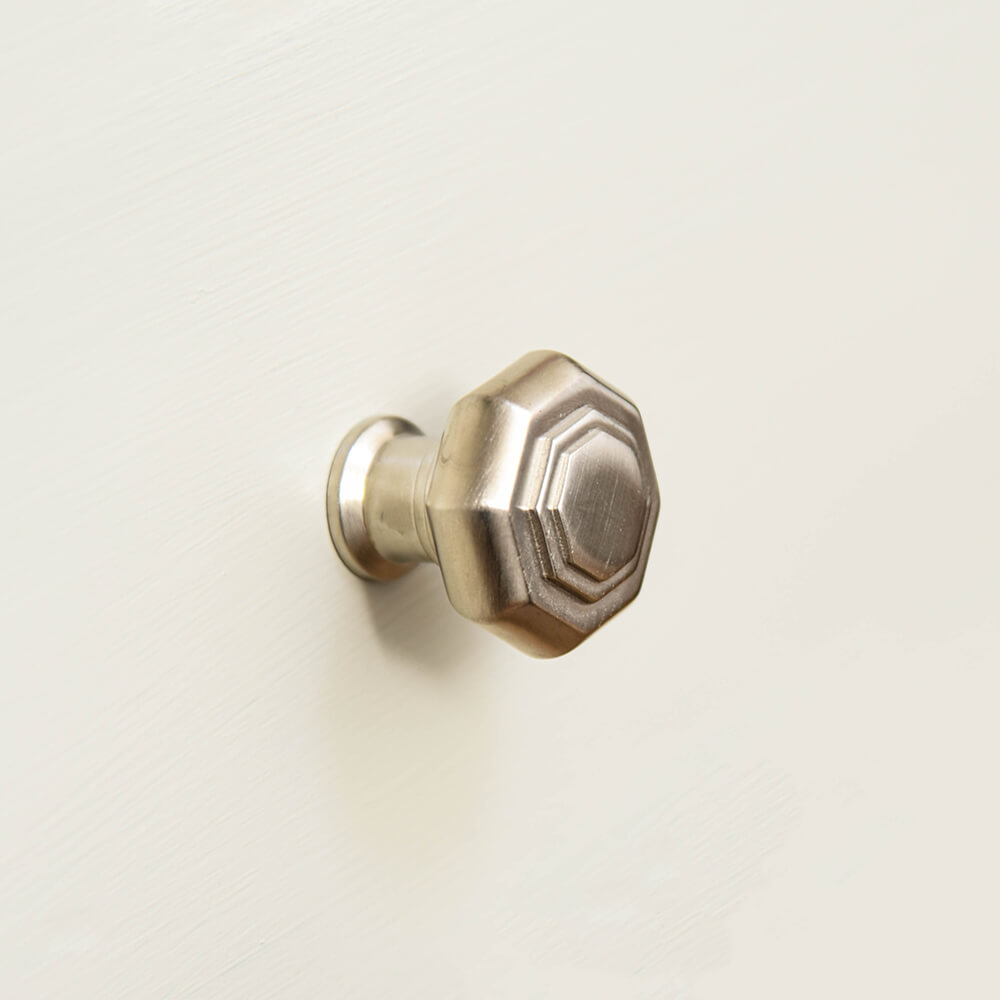 Satin Nickel Flat Octagonal Cabinet Knob - Premium Hardware for Kitchen & Bathroom Cabinets - Perfect for Modern Home Decor and DIY Projects