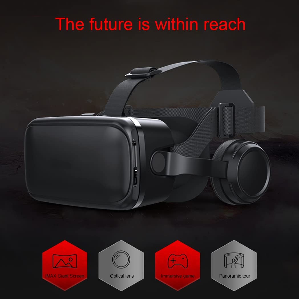 Lunette 3D VR Headset - Wireless Bluetooth Virtual Reality Goggles for iPhone 13 Pro Max/13 Pro/13/12/11 & Samsung Galaxy S21/Huawei/Xiaomi - Immersive Gaming & 360° Video Experience (Color: Black, Compatible with iOS/Android) - Perfect for Home Entertainment, VR Gaming & Virtual Tours